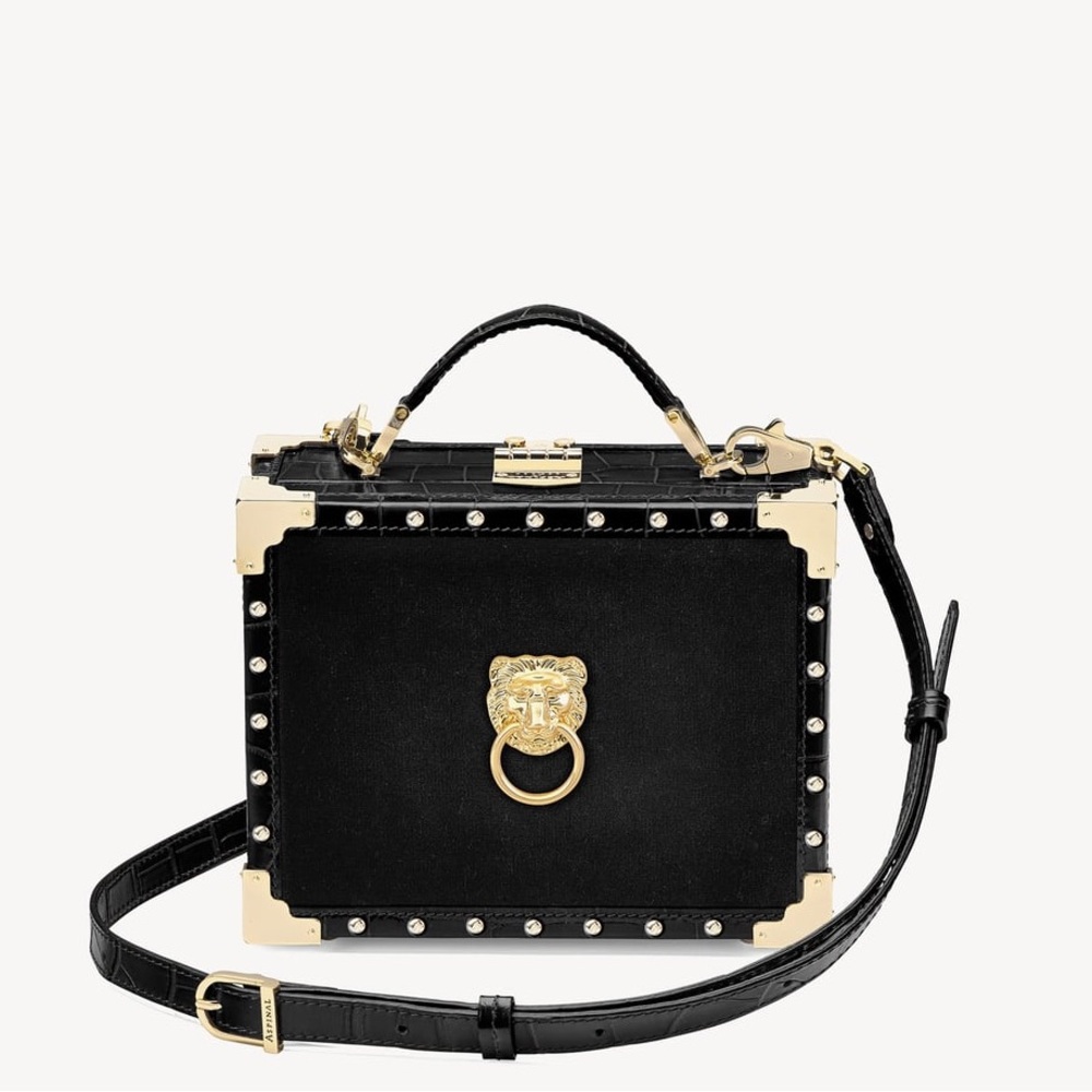 Aspinal of London Trunk Black Patent Croc-RRP$1515